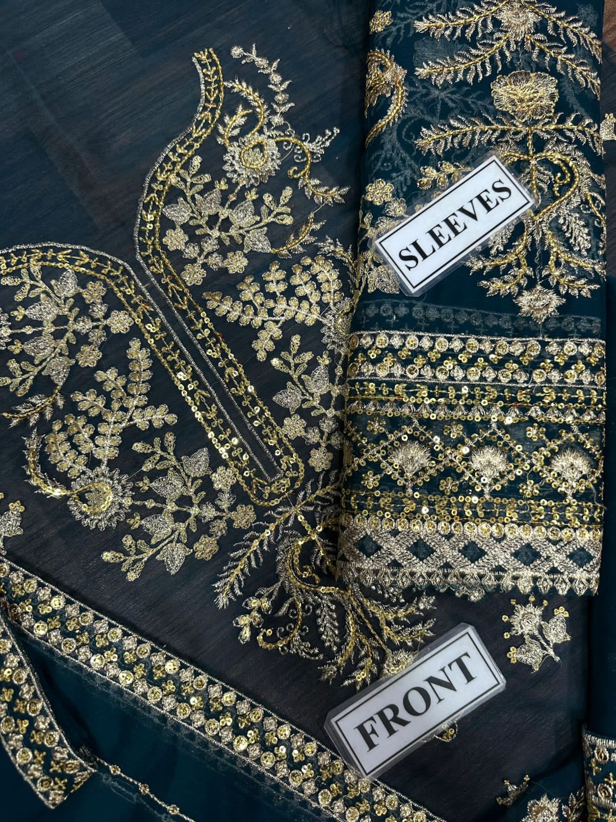 Embroidered Chiffon 3 Piece Unstitched Suit AJ-Party Wear