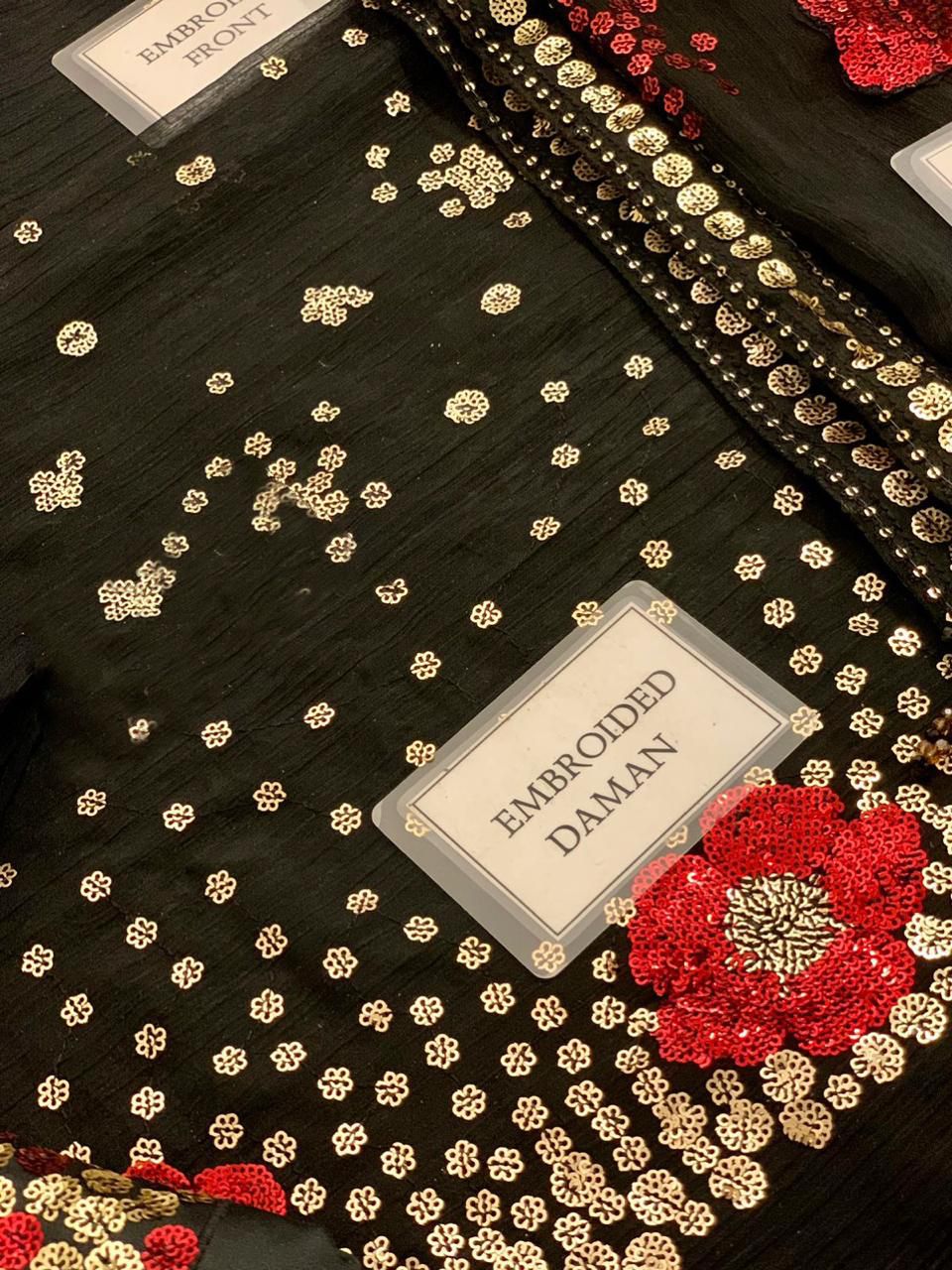 Black Luxury Chiffon Embroidered Collection Unstitched UC-3070 -Party Wear