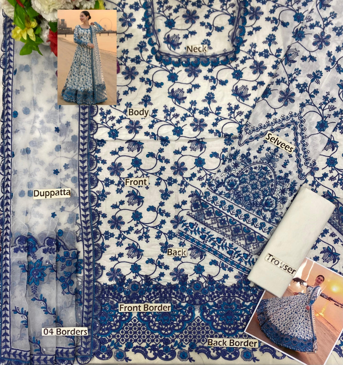 Luxury Lawn Embroidered 3 Piece Unstitched Frock