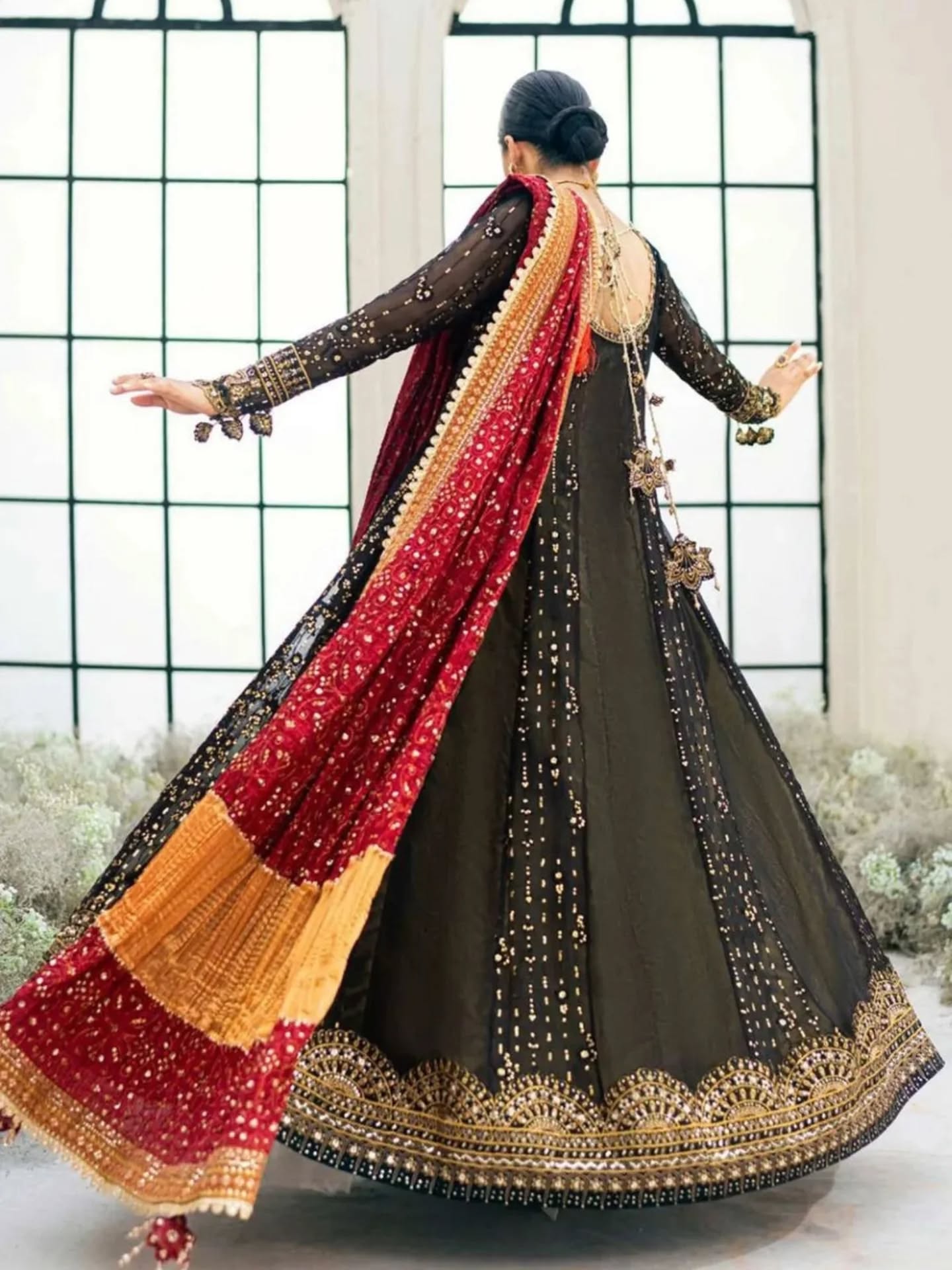 Black Wedding Festive Unstitched Emb Chiffon 3Piece Unstitched