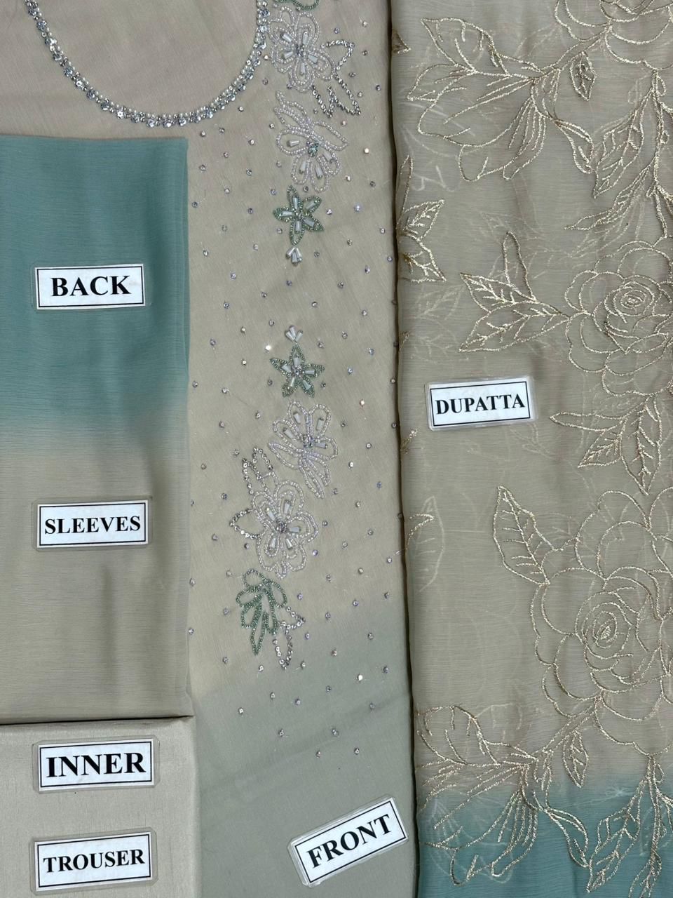 Embroidered Chiffon 3 Piece Unstitched Suit LL-ANZAAL LONG-25 - Party Wear