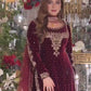 Mehroon Luxury Velvet Suit 3 Piece Unstitched - ANL