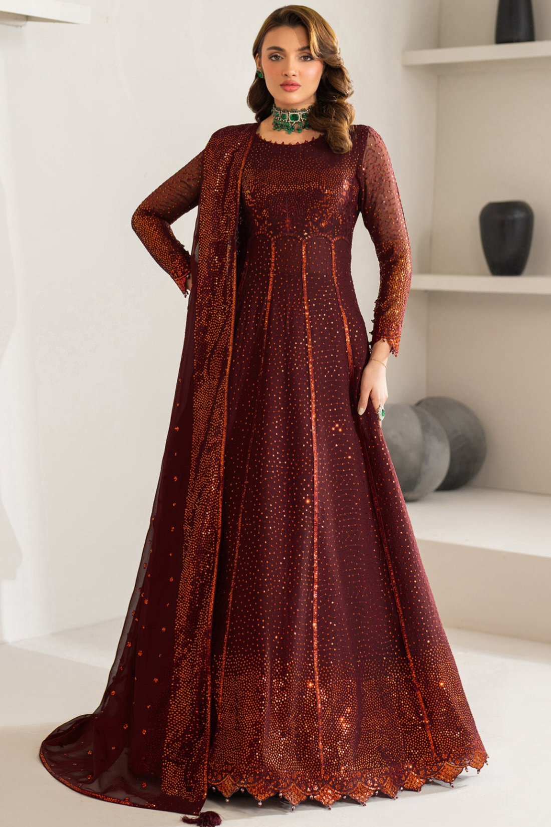Chiffon Maxi 3 Piece Embroidered Unstitched - Liyana