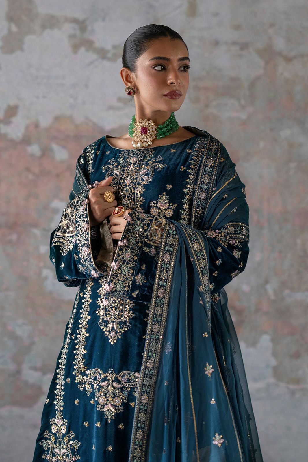 Velvet Embroidered Unstitched 3 Piece Suit EAV-MEHER-24 - Party Wear