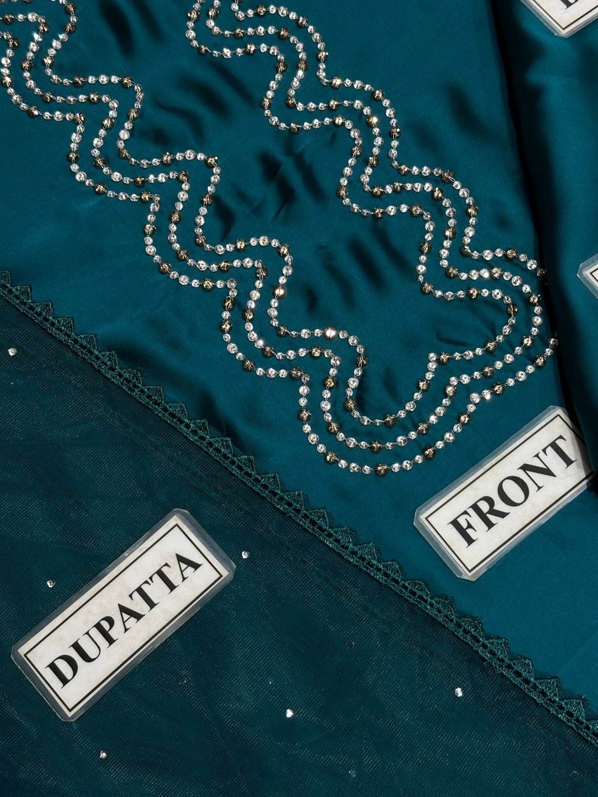 Hand Work Silk 3 Piece Unstitched Suit Chameuse