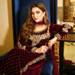Mehroon Luxury Velvet Suit 3 Piece Unstitched - ANL