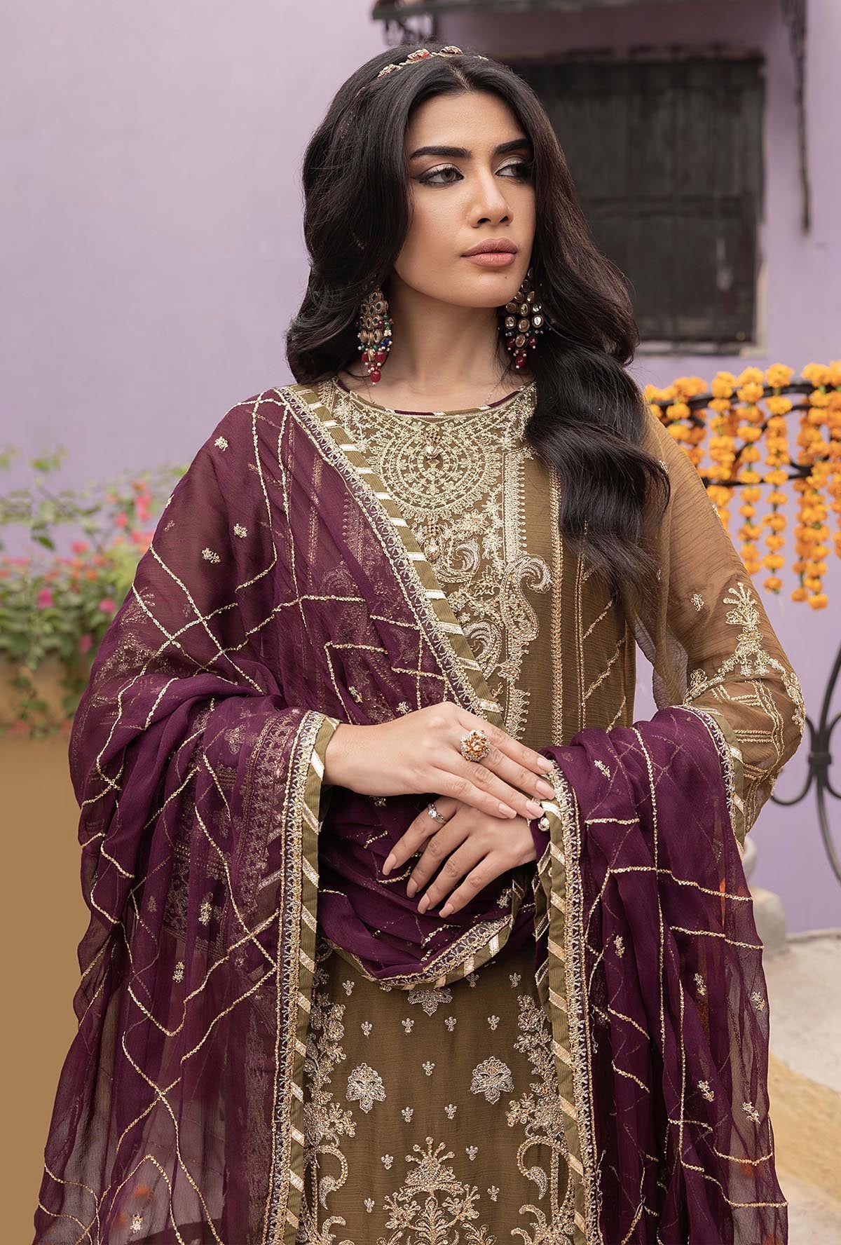 Embroidered Chiffon 3 Piece Unstitched Suit AL-Party Wear