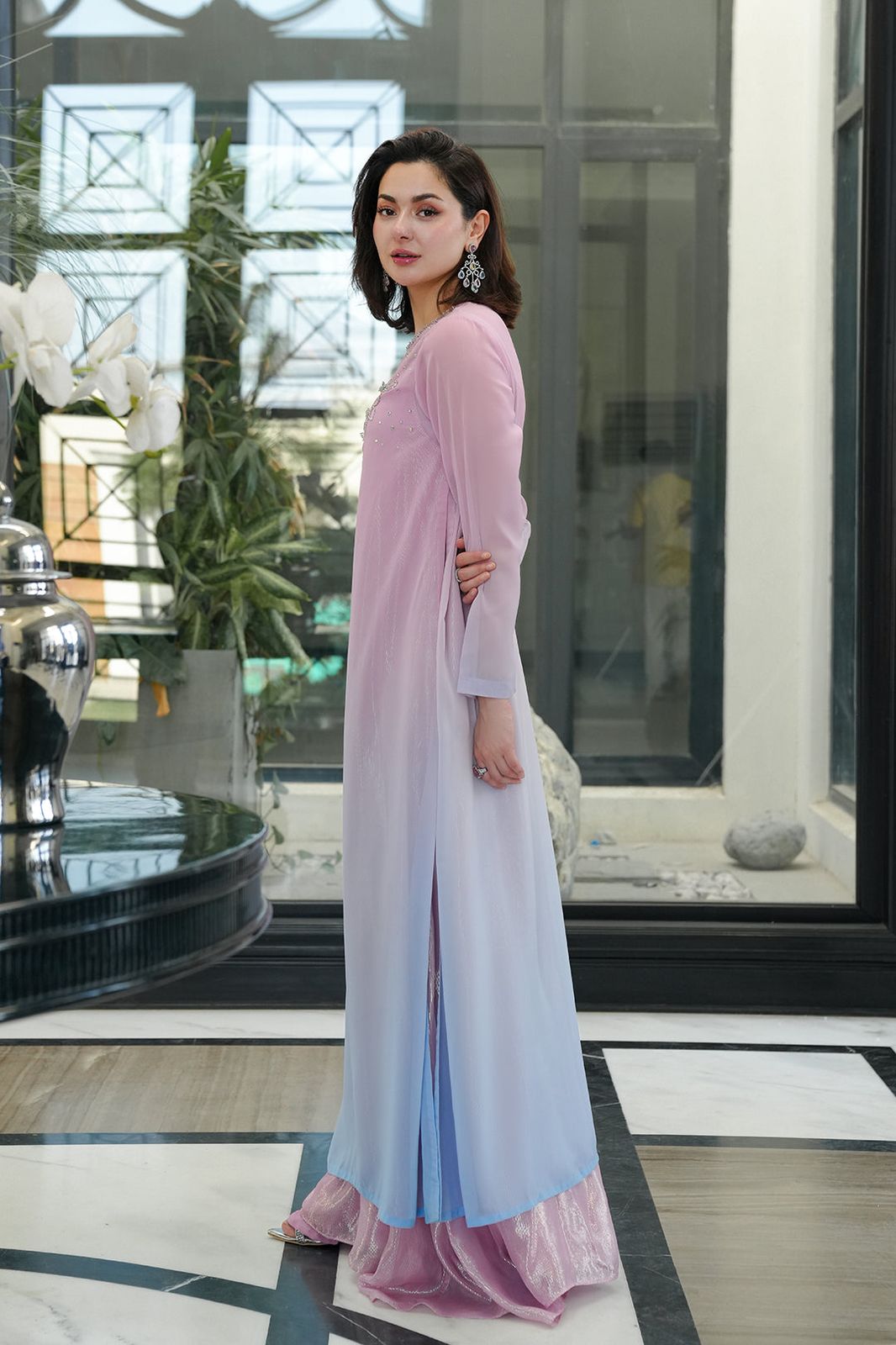 Embroidered Chiffon 3 Piece Unstitched Suit LL-ANZAAL LONG-25 - Party Wear