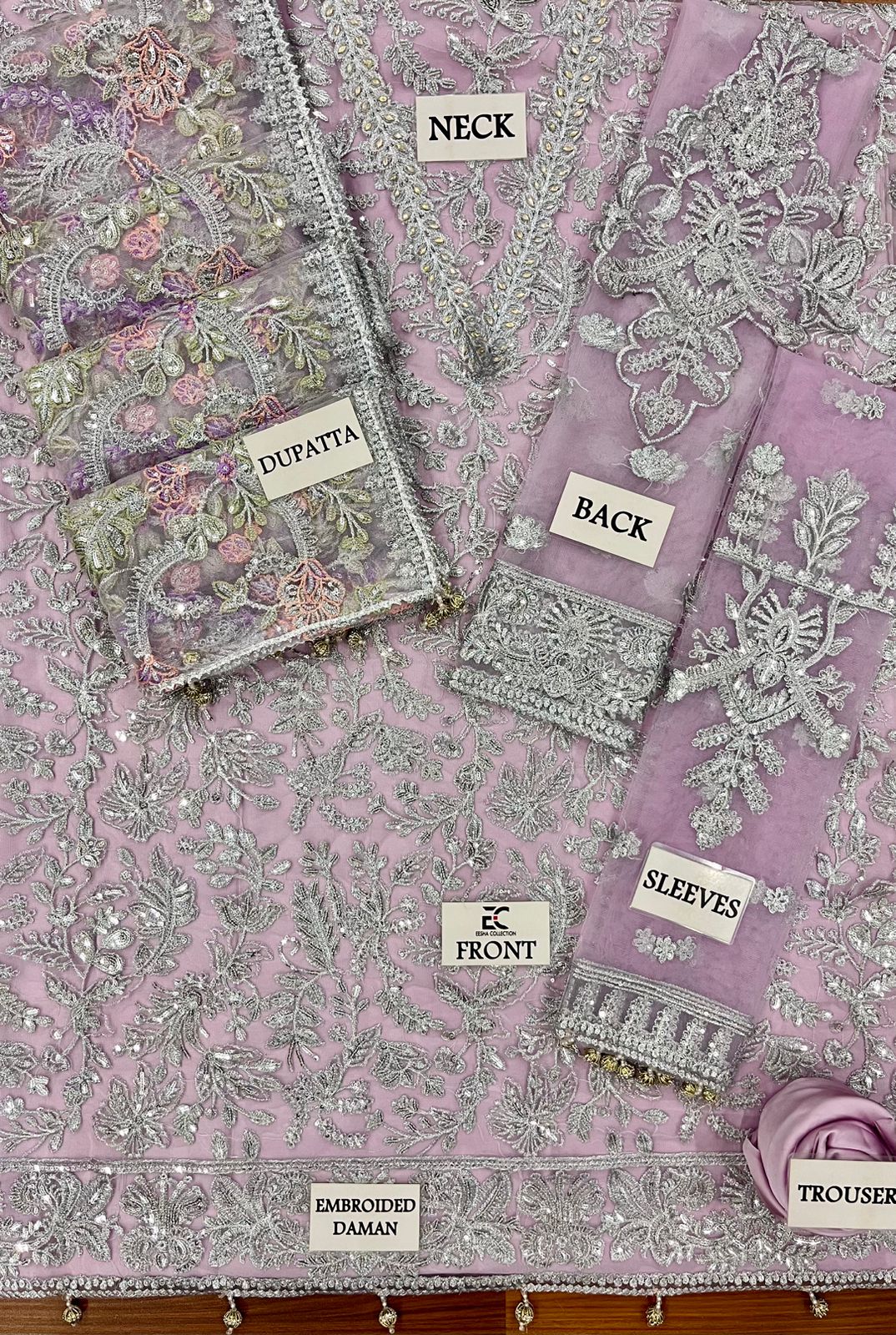 PURPLE LUXURY NET Embroidered 4 Piece Unstitched Dress