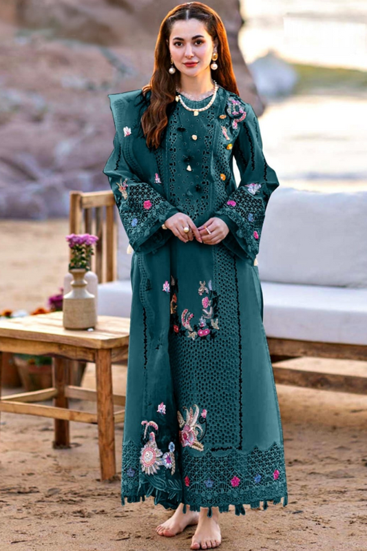 Luxury Embroidered Lawn 3 piece Unstitched Dress - QK