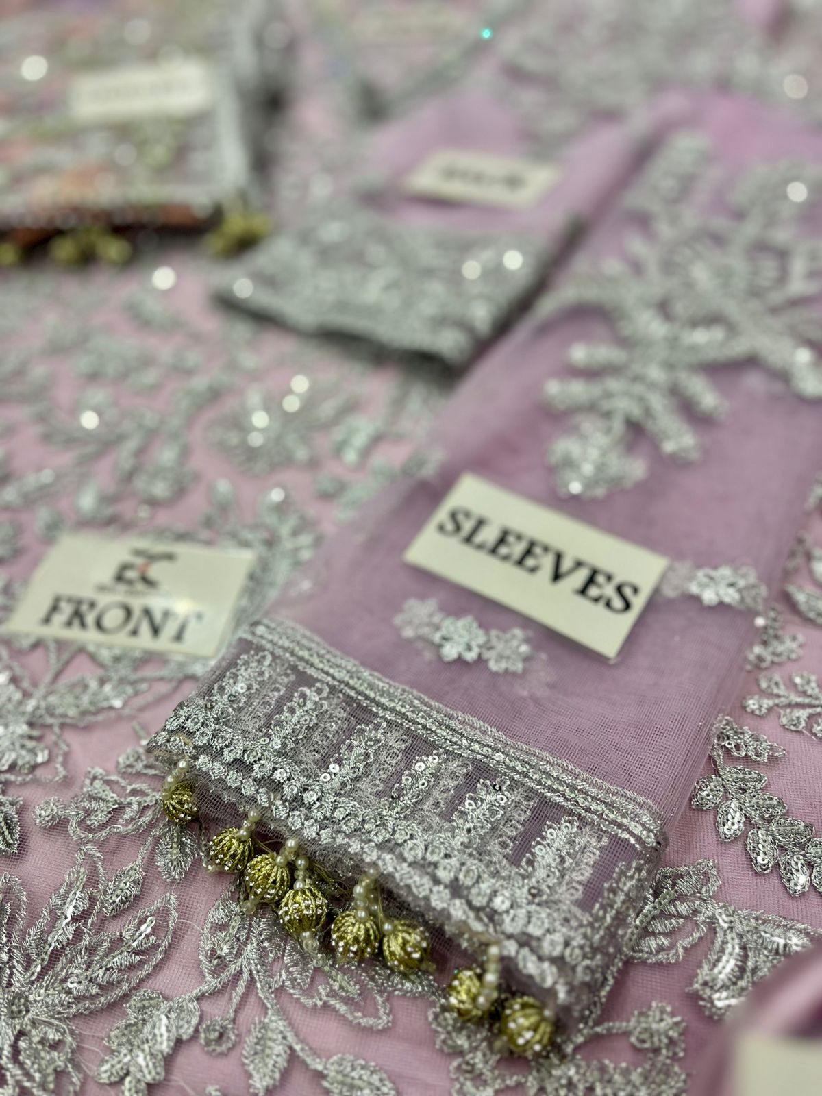 PURPLE LUXURY NET Embroidered 4 Piece Unstitched Dress