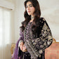 Dark Purple Luxury Velvet Suit 3 Piece Unstitched - ANL