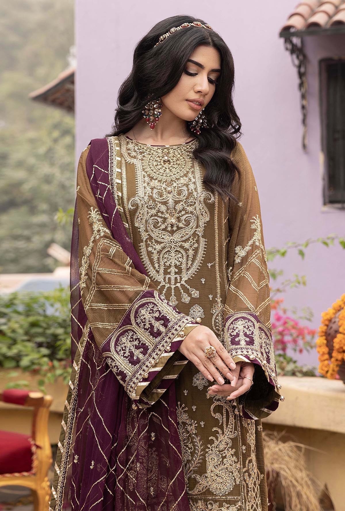 Embroidered Chiffon 3 Piece Unstitched Suit AL-Party Wear