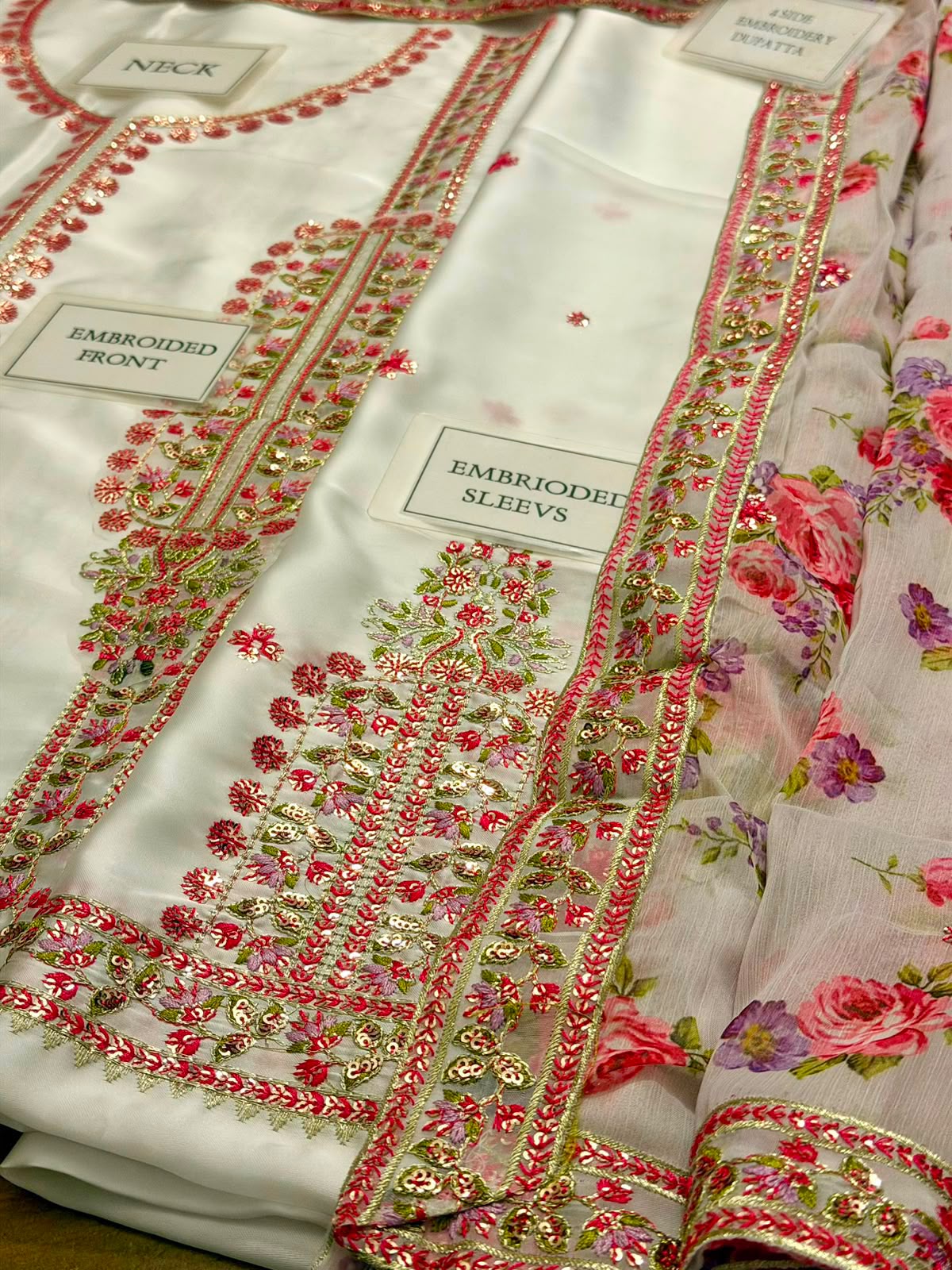 Embroidered Silk 3 Piece Unstitched Suit ACL-FC-30 - Party Wear