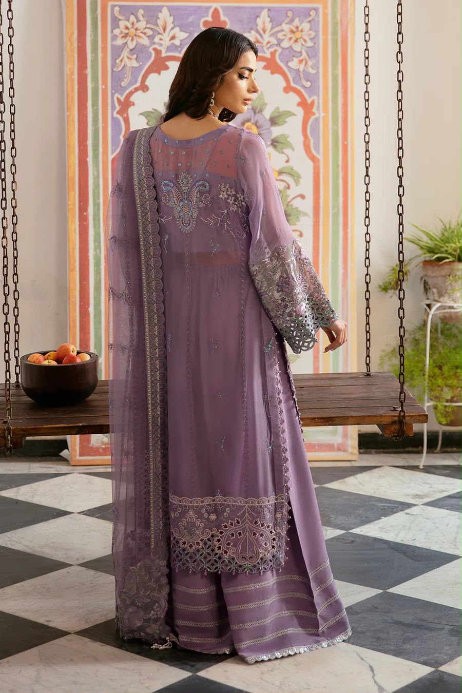 Heavy Embroidered Chiffon 3 Piece Unstitched Dress - Party Wear