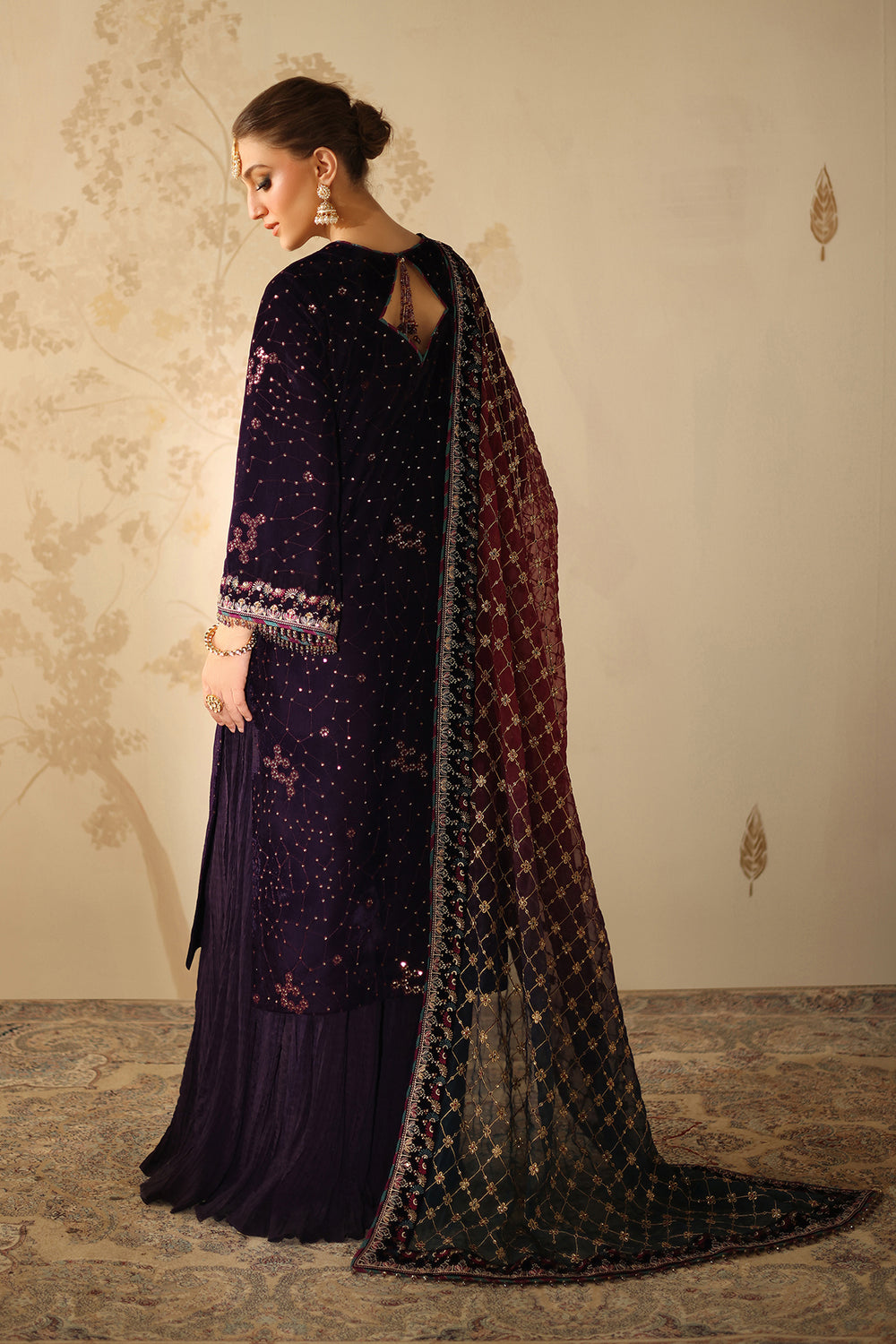PLUM VELVET Embroidered Unstitched 3 Piece Dress - SF-4319