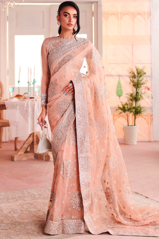 Luxury Net Embroidered Unstitched Saree MB -Party Wear