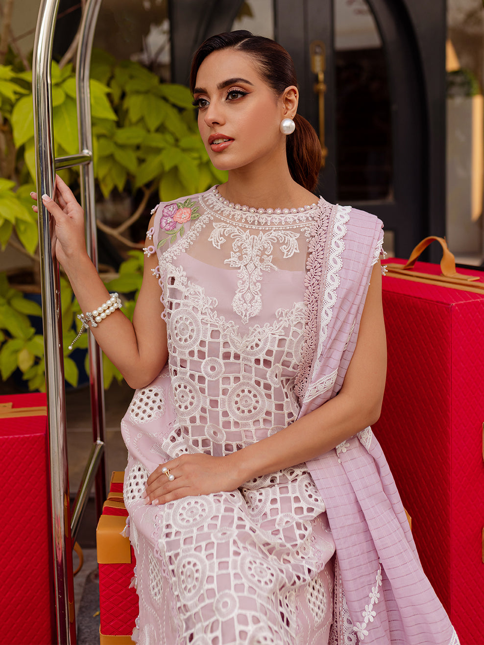 Pink Chicken Embroidered Lawn 3 Piece Unstitched Dress