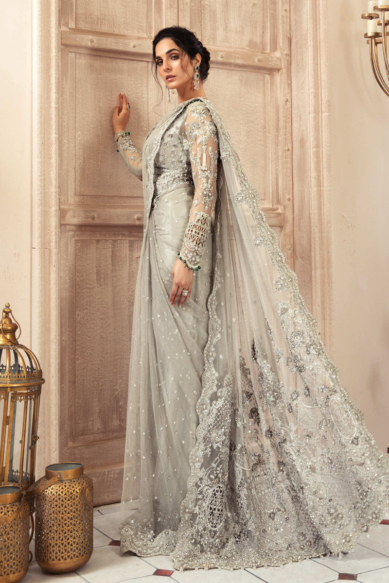Luxury Net Embroidered Unstitched Saree MB -Party Wear