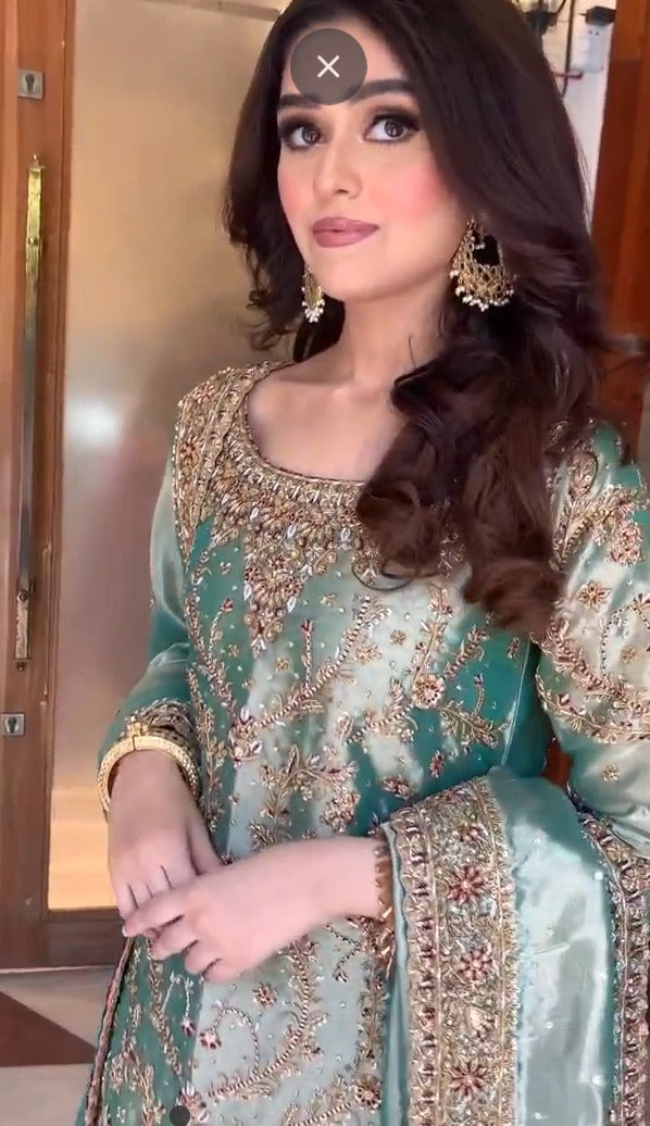 Mesuri Hand Embellished 3 Piece Unstitched Dress