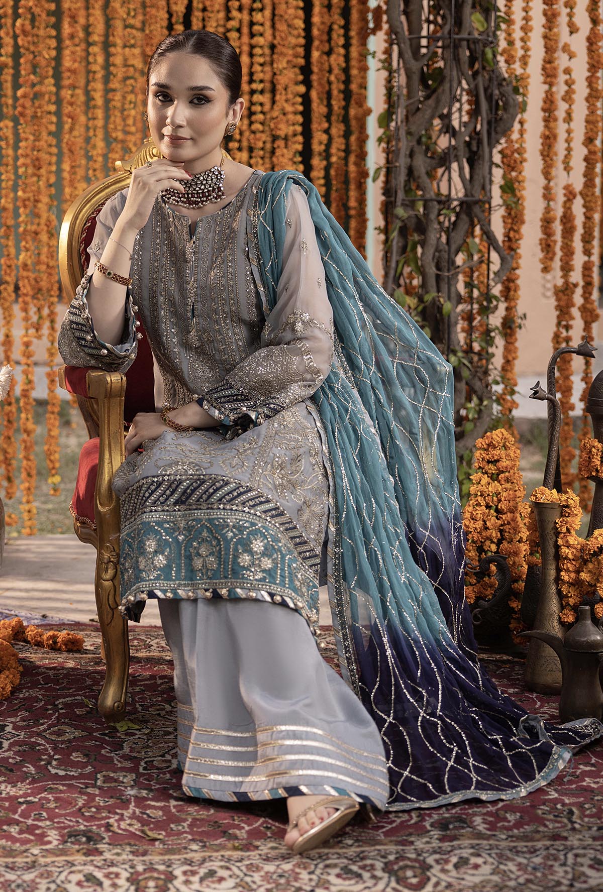 Embroidered Chiffon 3 Piece Unstitched Suit AL-Party Wear
