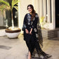 Black Raw Silk 3 Piece Unstitched - Party Wear