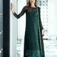 Embroidered Dark Green Luxury Chiffon Dress