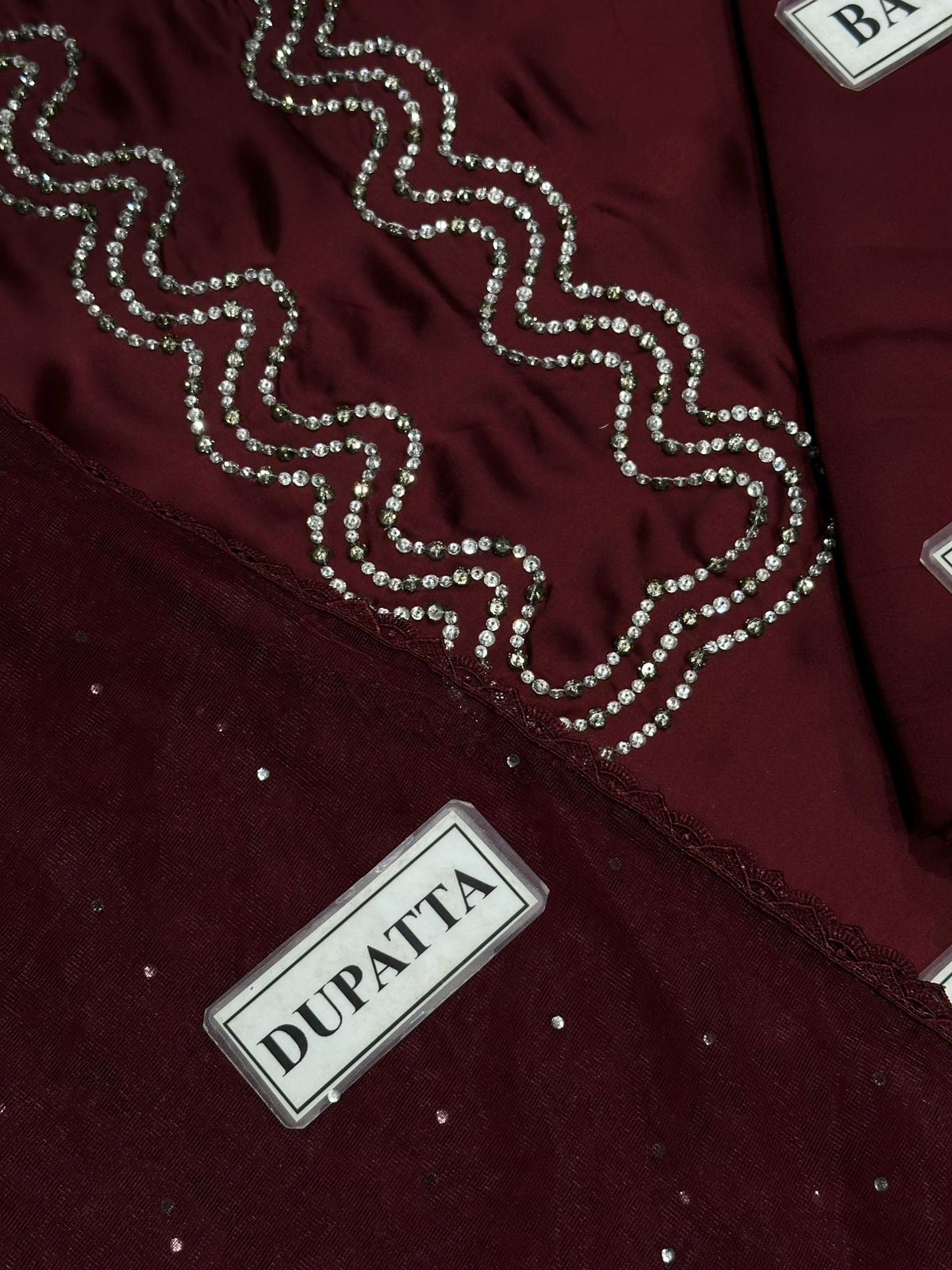 Hand Work Silk 3 Piece Unstitched Suit Chameuse