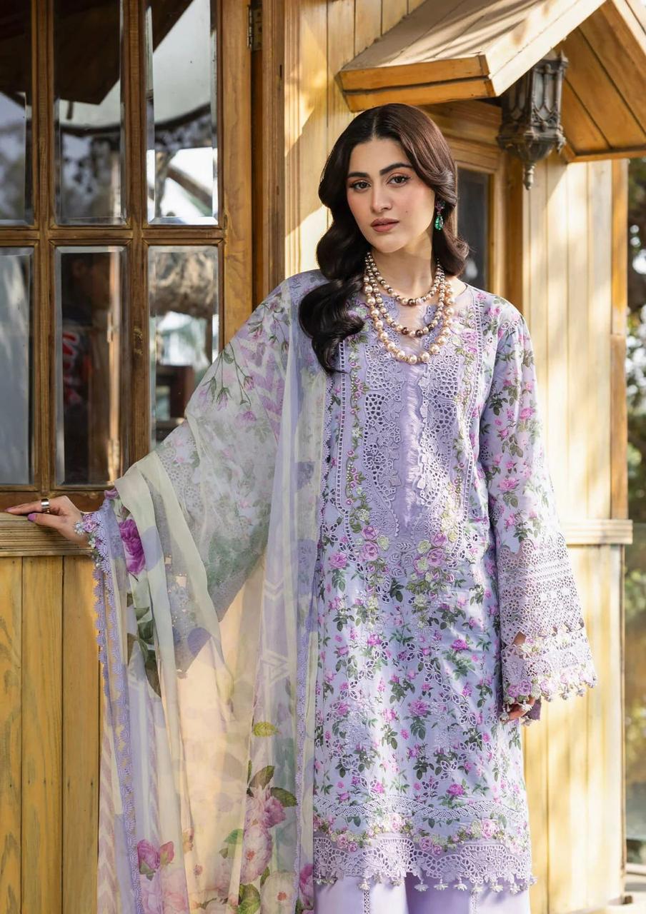 Lawn Embroidered 3 Piece Unstitched Dress- WM