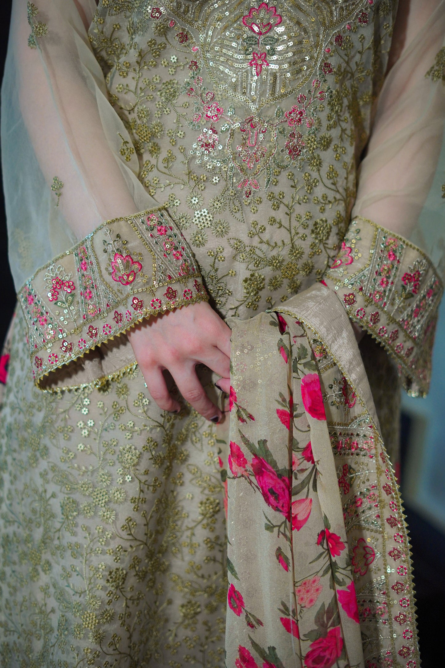 Wedding Festive Luxury Embroidered Organza Suits Unstitched - URWA