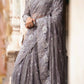 Luxury Net Embroidered Unstitched Saree Ifora -Party Wear