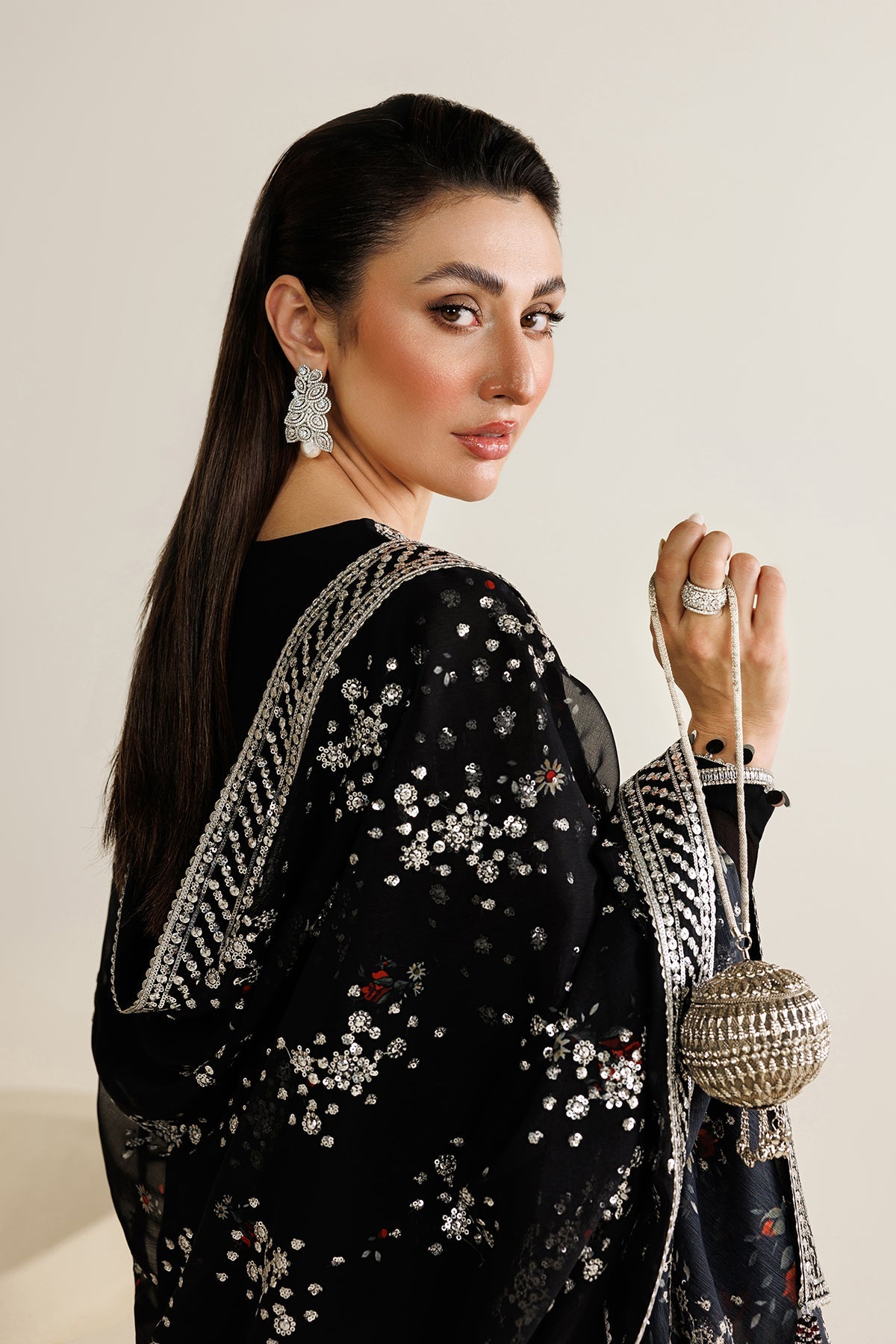 Black byChiffon Embroidered 3 Piece Unstitched Suit - Party Wear