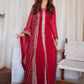 Red Embroidered Chiffon Wedding Dress