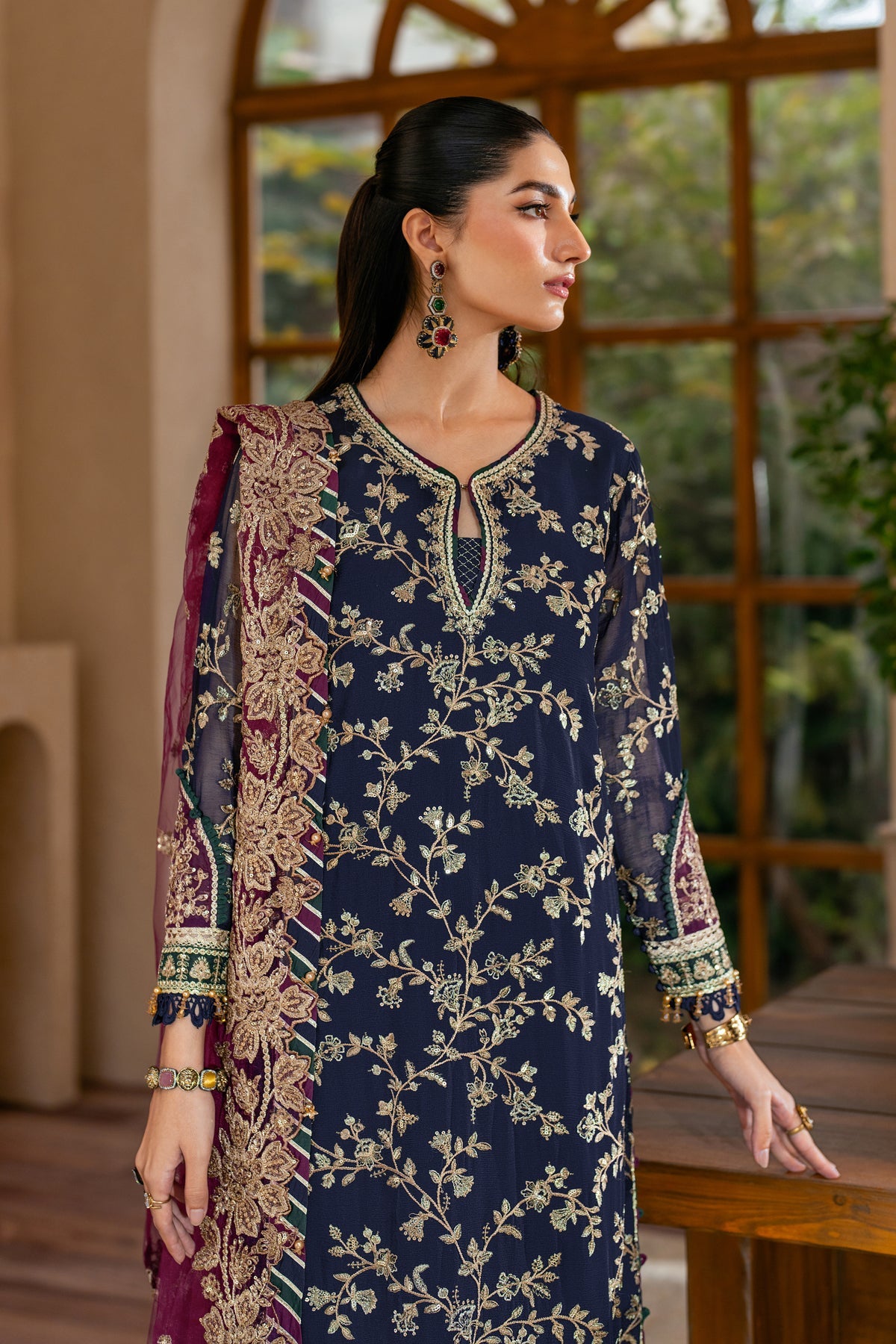 Luxury Chiffon Embroidered Dress 3 Piece Unstitched