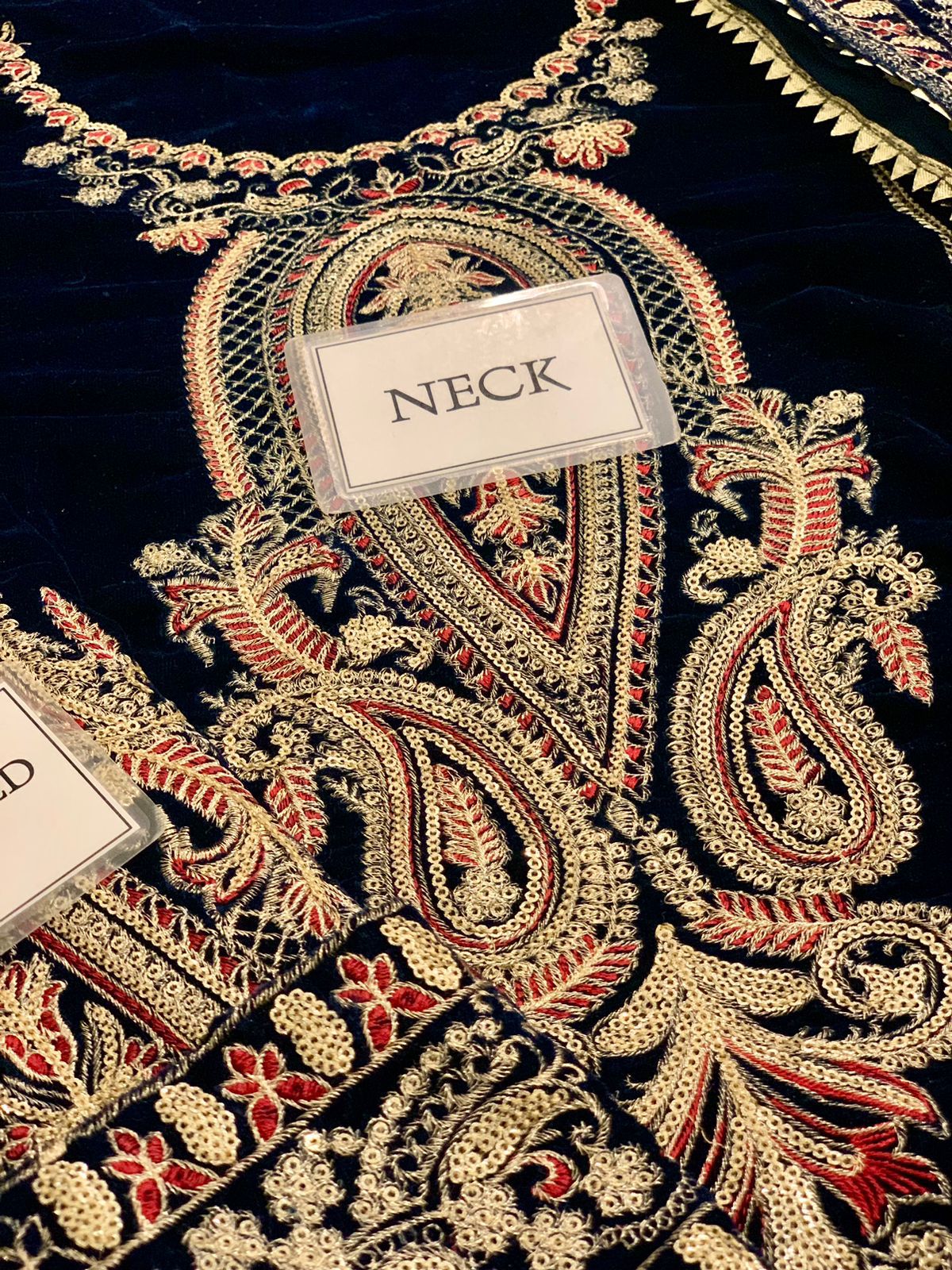 Velvet Embroidered Unstitched 3 Piece Suit ANL-07- Party Wear