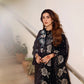 Black Raw Silk 3 Piece Unstitched - Party Wear