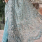 Sky Blue Embroidered Unstitched Soft Net Saree - Party Wear