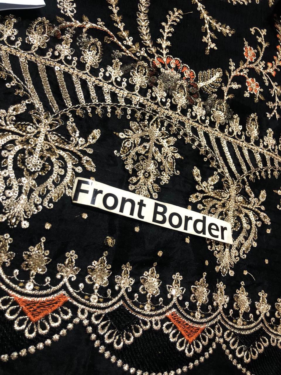 Black Chiffon Embroidered 3 Piece Unstitched Suit - Party Wear