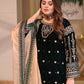 Green Velvet Unstitched Embroidered 3 Piece Suit ANL - Party Wear