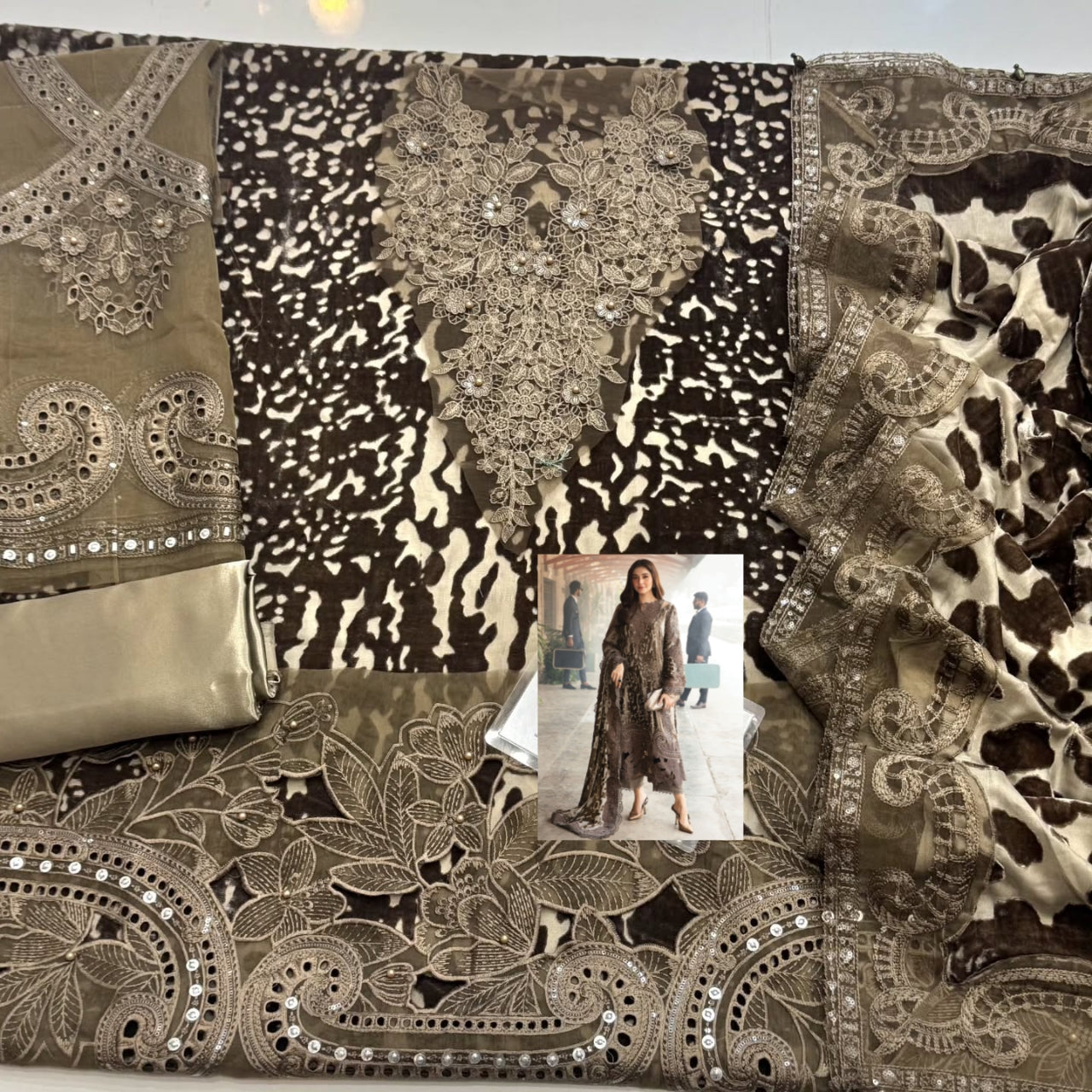 Palachi – Brownie VELVET Unstitched 3 Piece Dress