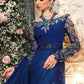 Luxury Blue Chiffon Embroidered Unstitched Saree -Party Wear