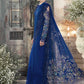 Luxury Blue Chiffon Embroidered Unstitched Saree -Party Wear
