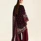 Mehroon Velvet Embroidered Unstitched 3 Piece Suit EAV