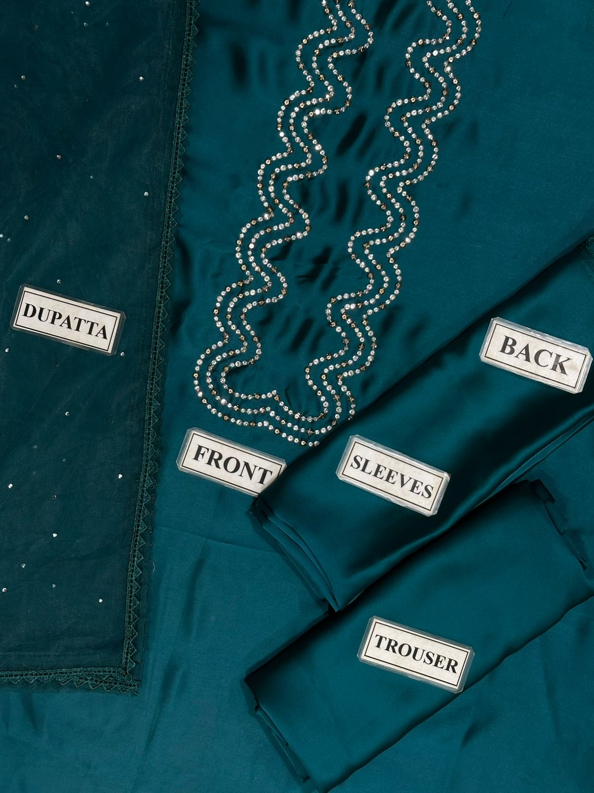 Hand Work Silk 3 Piece Unstitched Suit Chameuse