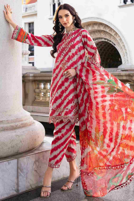 Embroidered Lawn 3 Piece Unstitched Suit - HOC