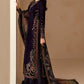 Plum & Multi shaded Velvet Unstitched 3 Piece Dress - Party Wear