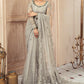 Luxury Net Embroidered Unstitched Saree MB -Party Wear