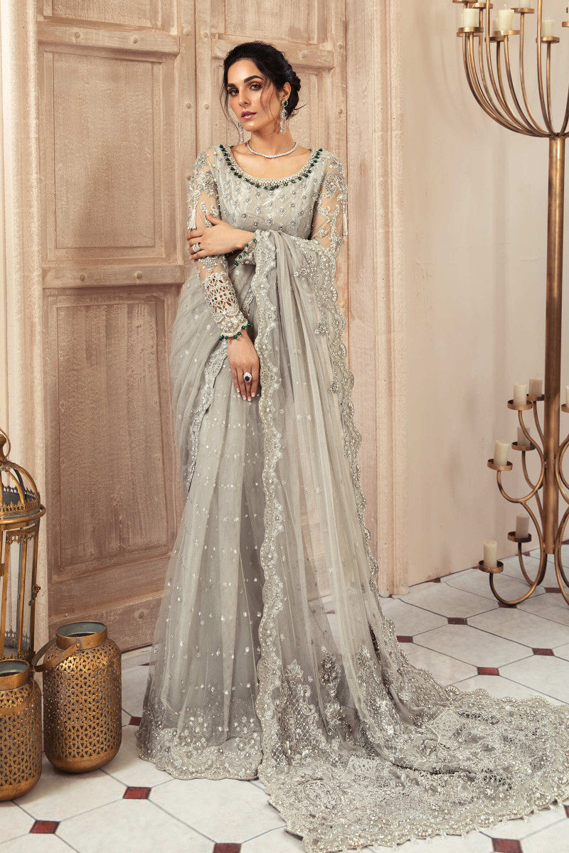 Luxury Net Embroidered Unstitched Saree MB -Party Wear
