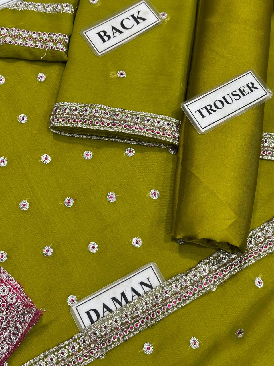 Chiffon Embroidered 3 Piece Unstitched Suit - Party Wear