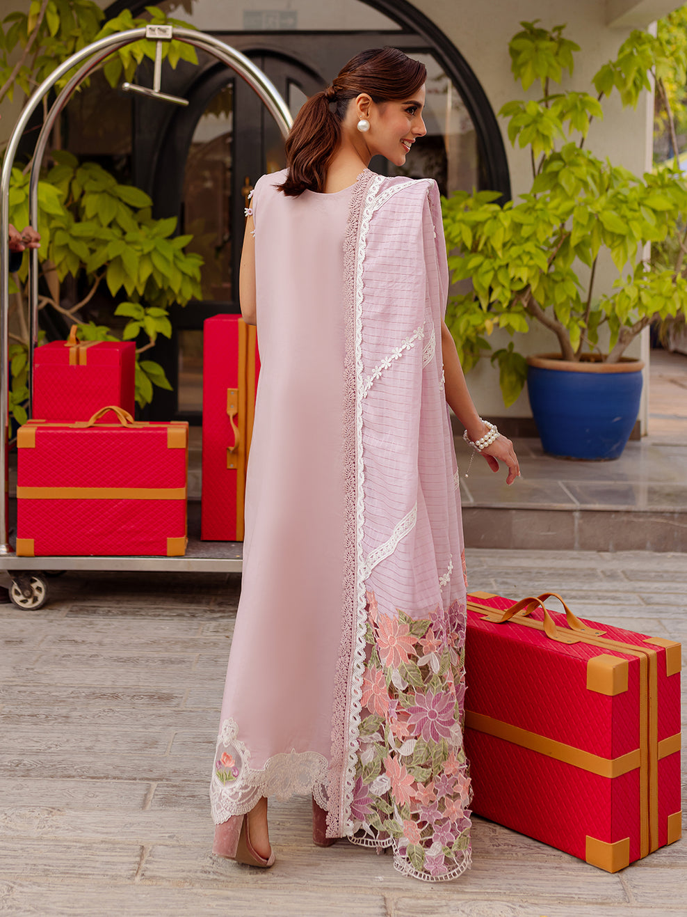 Pink Chicken Embroidered Lawn 3 Piece Unstitched Dress